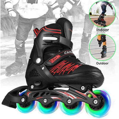 Adult Roller Skate Shoes Sliding Skate Adjustable Inline Skates Kids Illuminating Wheel Adult Roller Sliding Free Skate