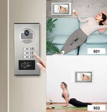 Load image into Gallery viewer, 9 inch 4/6 Apartment/Family Color Video Door Phone Intercom System With  for 6 Unit Building Intercom Inductive Card
