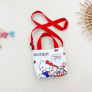 Hello Kitty Shoulder Bags Sanrio Anime Peripherals Children Messenger Bag Kulomi Melody Cinnamoroll Cartoon Printing Handbag