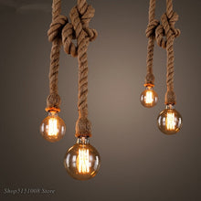 Load image into Gallery viewer, Hemp Rope Pendant Lights Vintage Retro Loft Industrial Hanging Lamp for Living Room Kitchen Home Light Fixtures Decor Luminaire