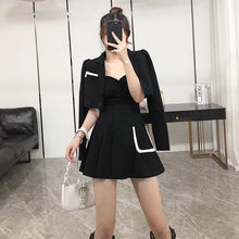 Load image into Gallery viewer, Hepburn Style Autumn Suit Women Short Jacket + Pleated High Waist A-Line Skirt Female 2-Piece Sets