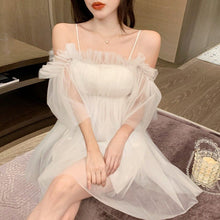 Load image into Gallery viewer, Heydress Loose Pretty Party Korean Dress 2021 Summer Solid Sweet Strap Dress Women Elegant Slash Neck Princess Sexy Mini Dress