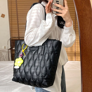 High Capacity Winter Big Tote Padded Handbags Designer Women Shoulder Bags 2022 Luxury Large Down Cotton Purses