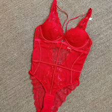 Load image into Gallery viewer, High Cut Sexy Body Women Lingerie Thin-Padded Bodysuit Strappy Cup Underwire Bra and Brief Set Hollow Out Back Underwear