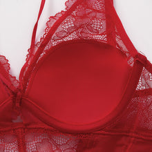 Load image into Gallery viewer, High Cut Sexy Body Women Lingerie Thin-Padded Bodysuit Strappy Cup Underwire Bra and Brief Set Hollow Out Back Underwear