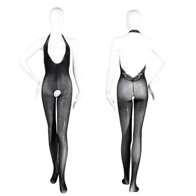 High Elastic Thin Sexy Backless Bodystockings Open Crotch Party Lady Bodysuit Sexy Hollow Out See Through Pantyhose for Women