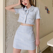 Load image into Gallery viewer, High Quality Female Elegant Skirt Suit   Fashion Tweed Two Piece Set Women Crop Top Mini Skirt Set Two Piece