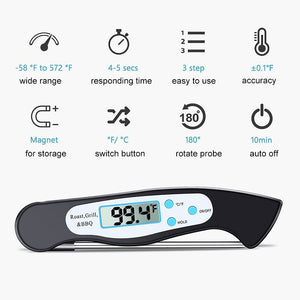 High Quality Foldable Food Thermometer Probe Digital BBQ Kitchen Meat Kitchen Thermometer Liquid Water Oil Temperature Gauge