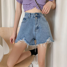 Load image into Gallery viewer, High Waist Denim Shorts Women&#39;s Summer 2021 New Small Loose Wide Leg Hot Pants A-shaped Pants