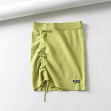 Load image into Gallery viewer, High Waist Stretch Side Drawstring Skirt Slim Fit Hip Knit Short Skirt Sexy Versatile Fashion Mini Skirt Black White Y2k Clothes