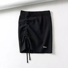 Load image into Gallery viewer, High Waist Stretch Side Drawstring Skirt Slim Fit Hip Knit Short Skirt Sexy Versatile Fashion Mini Skirt Black White Y2k Clothes