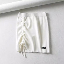 Load image into Gallery viewer, High Waist Stretch Side Drawstring Skirt Slim Fit Hip Knit Short Skirt Sexy Versatile Fashion Mini Skirt Black White Y2k Clothes