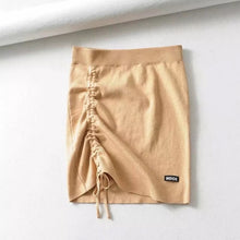 Load image into Gallery viewer, High Waist Stretch Side Drawstring Skirt Slim Fit Hip Knit Short Skirt Sexy Versatile Fashion Mini Skirt Black White Y2k Clothes