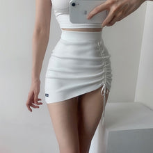 Load image into Gallery viewer, High Waist Stretch Side Drawstring Skirt Slim Fit Hip Knit Short Skirt Sexy Versatile Fashion Mini Skirt Black White Y2k Clothes