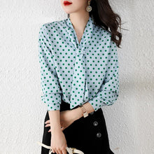Load image into Gallery viewer, High-end Autumn Women Chiffon Blouse Fashion Polka Dot Long Sleeves Bow Loose Office Lady Shirt Elegant Slim Clothing