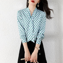 Load image into Gallery viewer, High-end Autumn Women Chiffon Blouse Fashion Polka Dot Long Sleeves Bow Loose Office Lady Shirt Elegant Slim Clothing