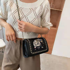 High-end design handbags 2022 new elephant embroidery thread one-shoulder small square bag Western-style messenger handbags