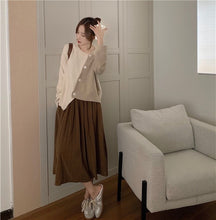 Load image into Gallery viewer, Hit Color Patchwork Knitted Cardigan Women 2021 Autumn Chic Loose All-match Tops Irregular Single Breasted Sweater Coat Female