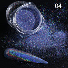 Load image into Gallery viewer, Holographic Powder on Nails Laser Silver Glitter Chrome Nail Powder DIP Shimmer Gel Polish Flakes for Manicure Pigment CH1028-3