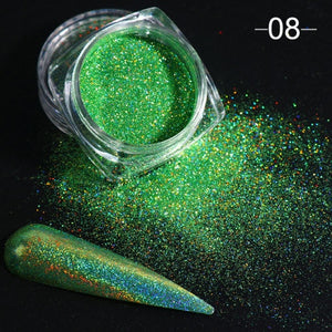 Holographic Powder on Nails Laser Silver Glitter Chrome Nail Powder DIP Shimmer Gel Polish Flakes for Manicure Pigment CH1028-3