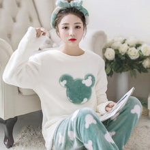 Load image into Gallery viewer, Home Suit Autumn Winter Women Pyjamas Sets Pijama Thick Warm Coral Flannel nightgown Female Cartoon Animal Cute top + long pants