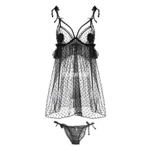 Load image into Gallery viewer, Honeymoon Sexy Lingere Lace Mesh Nightdress Perspective Underwear Women Night Gown Sleepwear V-Neck Sleeping Dress Night Dress