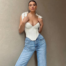 Load image into Gallery viewer, Hot 2022 For Summer Elegant Bandage Sleeveless Fashion Women&#39;s Clothing White Crop Top Rave Festival Sexy V-Neck Tops Streetwear