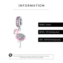 Load image into Gallery viewer, Hot 925 Sterling Silver Pink Sparkling CZ Flamingo Charms For jewelry making Pendants Fit Original Charm Pandora Bracelets