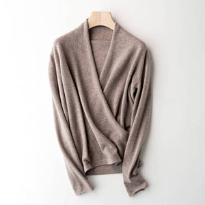 Hot Sale 100% Pure Wool Knitted Sweater Women V-neck Long Sleeve Standard Cashmere Knitwear Winter New Fashion Female Jumpers