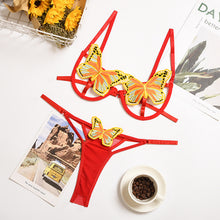 Load image into Gallery viewer, Hot Sale New Women Butterfly Mesh Embroidery Bra And Thong Set Adjustable Sexy Lace Underwear Erotic Sensual Lingerie Set