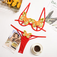 Load image into Gallery viewer, Hot Sale New Women Butterfly Mesh Embroidery Bra And Thong Set Adjustable Sexy Lace Underwear Erotic Sensual Lingerie Set