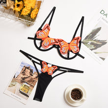 Load image into Gallery viewer, Hot Sale New Women Butterfly Mesh Embroidery Bra And Thong Set Adjustable Sexy Lace Underwear Erotic Sensual Lingerie Set