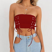 Load image into Gallery viewer, Hot Selling In The Summer Of 2021 Fashionable New Style Eyelet Straps Wrapped Chest Pit Strip Women's Upper Outer Garment Tank
