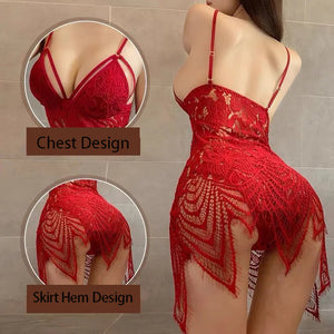 Hot Sexy Lingerie Pajamas Nightdress Women&#39;S Babydoll Summer Lace Suspender Nightdress Panties Two-Piece Sexy Woman Night Dress
