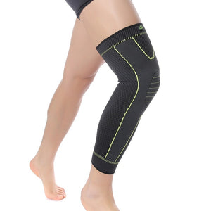 Hot elastic yellow-green stripe sports lengthen knee pad leg sleeve non-slip bandage compression leg warmer for men and women