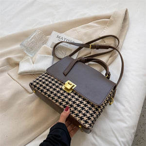 Houndstooth Designer Small PU Leather Crossbody Bags with Short Handle for Women 2021 hit Lady Shoulder Purses and Handbags