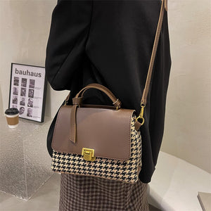 Houndstooth Designer Small PU Leather Crossbody Bags with Short Handle for Women 2021 hit Lady Shoulder Purses and Handbags