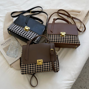 Houndstooth Designer Small PU Leather Crossbody Bags with Short Handle for Women 2021 hit Lady Shoulder Purses and Handbags