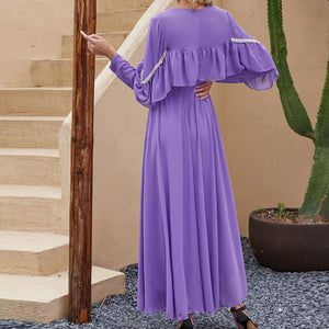 Ice And Snow Purple Lotus Leaf Big Swing Nag Dress Ladies Vacation Ethnic Style Fashion Long Skirt Middle East Robe Muslim Gown