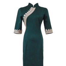 Load image into Gallery viewer, Improved Cheongsam Elegant Chinese Qipao Classic Women Daily Retro Green Temperament Girl Chinese Style Dress Evening Party Gown