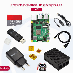 In stock Raspberry pi 4 2GB/4GB/8GB kit Raspberry Pi 4 Model B PI 4B: +Heat Sink+Power Adapter+Case +HDMI Cable+3.5 inch screen