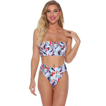 Load image into Gallery viewer, Indoor Swimsuit Separate Women&#39;s Swimwear Bikini 2021 Beachwear Printing White Strapless One Word Collar