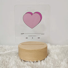 Load image into Gallery viewer, Ins Heart Player 3D Night Light Romantic Creative Bedroom USB Table Light Valentine Day Gift Wooden Acrylic Light Desk Lamp