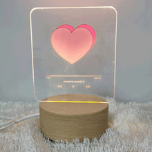 Load image into Gallery viewer, Ins Heart Player 3D Night Light Romantic Creative Bedroom USB Table Light Valentine Day Gift Wooden Acrylic Light Desk Lamp