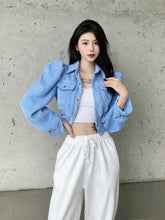 Load image into Gallery viewer, Jacket Fashion Autumn Retro Hong Kong Style Temperament Wild Puff Sleeve Coat Women Corduroy Western Short Outerwear Tops Mujer