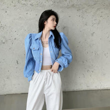 Load image into Gallery viewer, Jacket Fashion Autumn Retro Hong Kong Style Temperament Wild Puff Sleeve Coat Women Corduroy Western Short Outerwear Tops Mujer