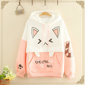 Japan Style Sweet Kawaii Hoodies Woemn 2022 Cartoon Cute Fleece Thick Sweatshirts Spring Simple Preppy Style Warm Hoodie Femme