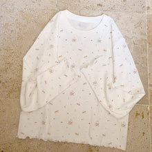 Load image into Gallery viewer, Japaneese Vintage Print Flower Tops Long Sleeve Fungus Edge Sweet Cute T-shirts Spring Mori Girls O-neck Fresh Tees Spring