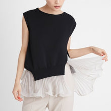 Load image into Gallery viewer, Japanese 2022 Summer New Women Tops Fashion Simple Solid Ruffles Sleeveless Sweaters Office Ladies Elegant Loose Pullovers