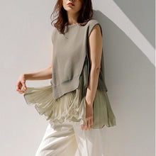 Load image into Gallery viewer, Japanese 2022 Summer New Women Tops Fashion Simple Solid Ruffles Sleeveless Sweaters Office Ladies Elegant Loose Pullovers